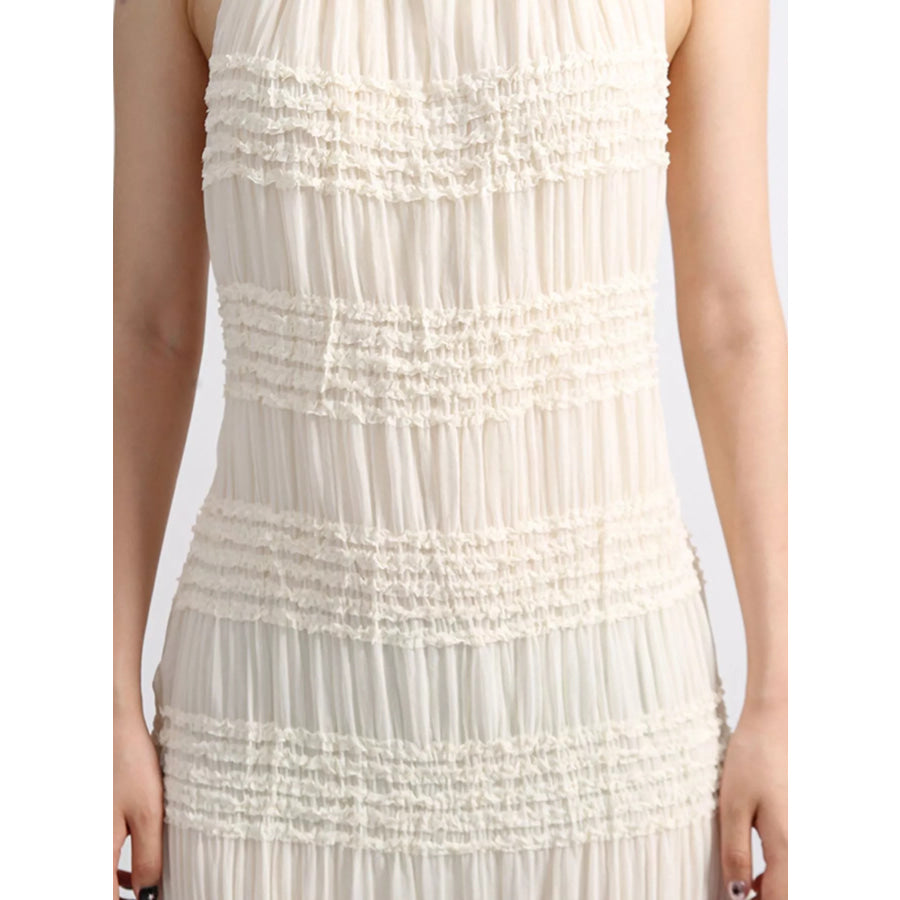 Backless Halter Neck Ruched Maxi Dress Apparel and Accessories