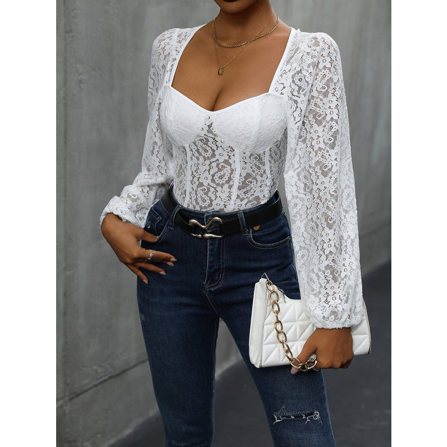 Backless Lace Long Sleeve Bodysuit Apparel and Accessories