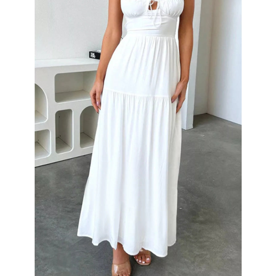 Backless Lace Up Spaghetti Strap Maxi Dress Apparel and Accessories