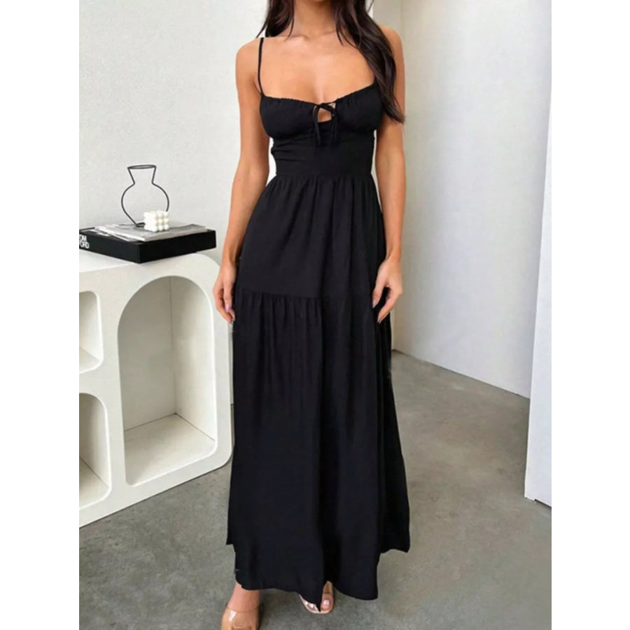 Backless Lace Up Spaghetti Strap Maxi Dress Apparel and Accessories