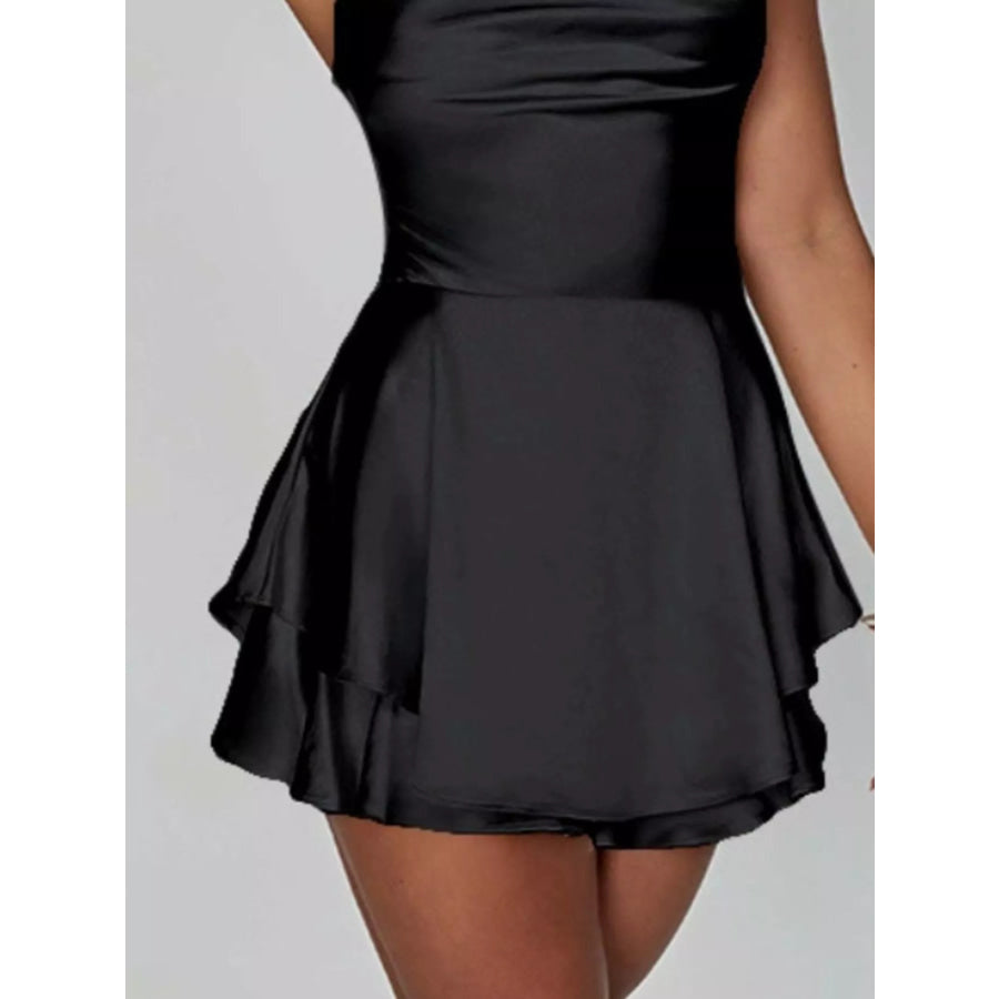 Backless Layered Ruffled Cami Dress Apparel and Accessories