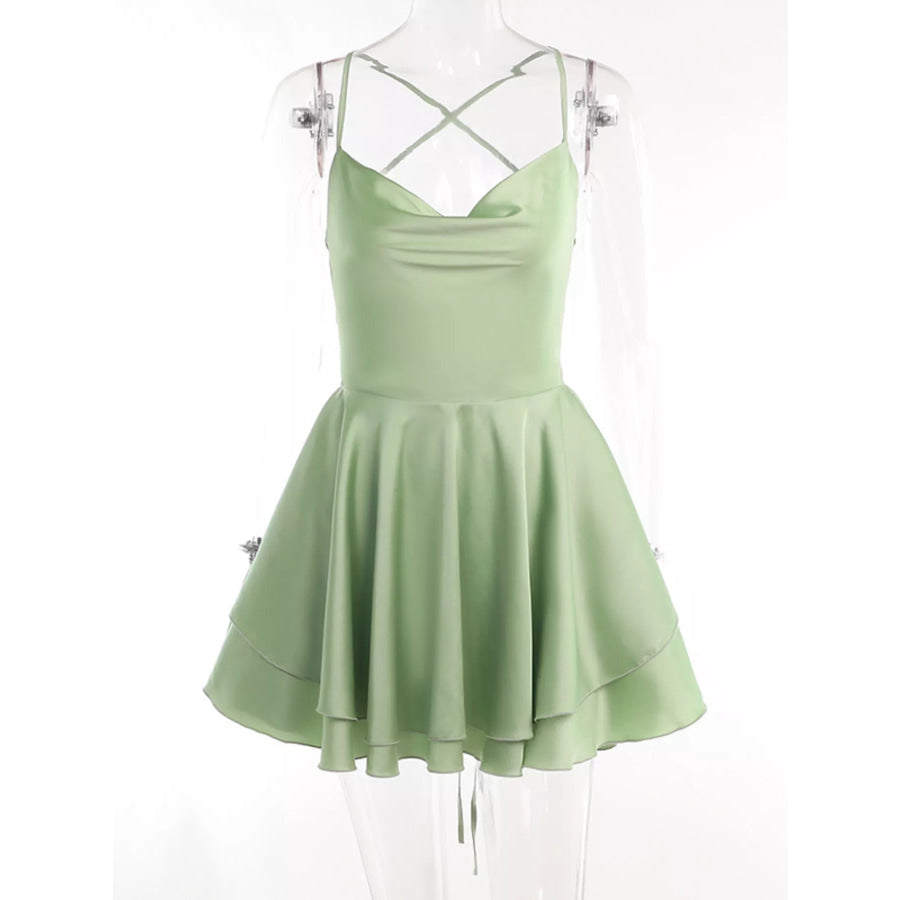 Backless Layered Ruffled Cami Dress Apparel and Accessories