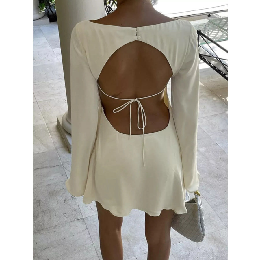 Backless Long Sleeve Mini Dress Apparel and Accessories