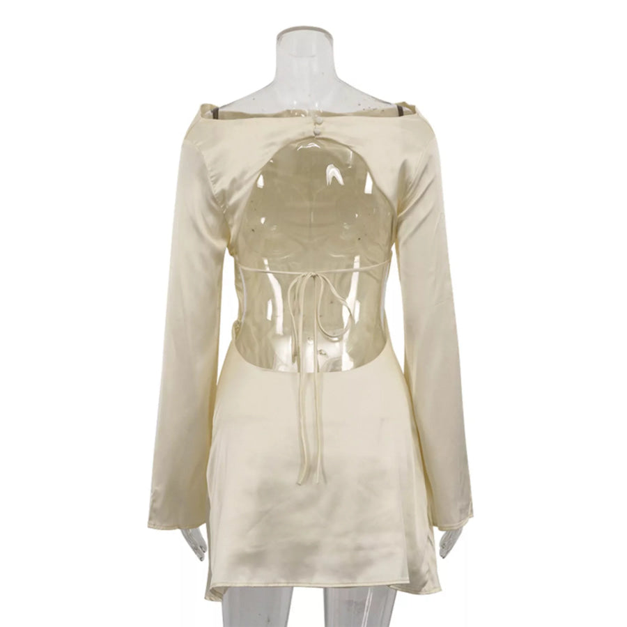 Backless Long Sleeve Mini Dress Apparel and Accessories