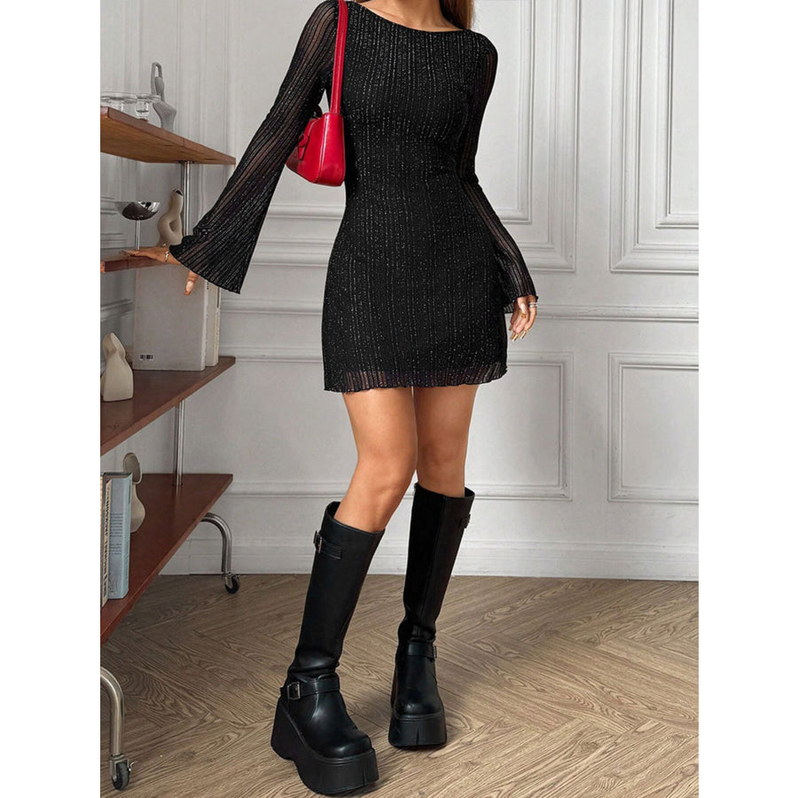 Backless Long Sleeve Mini Dress Apparel and Accessories