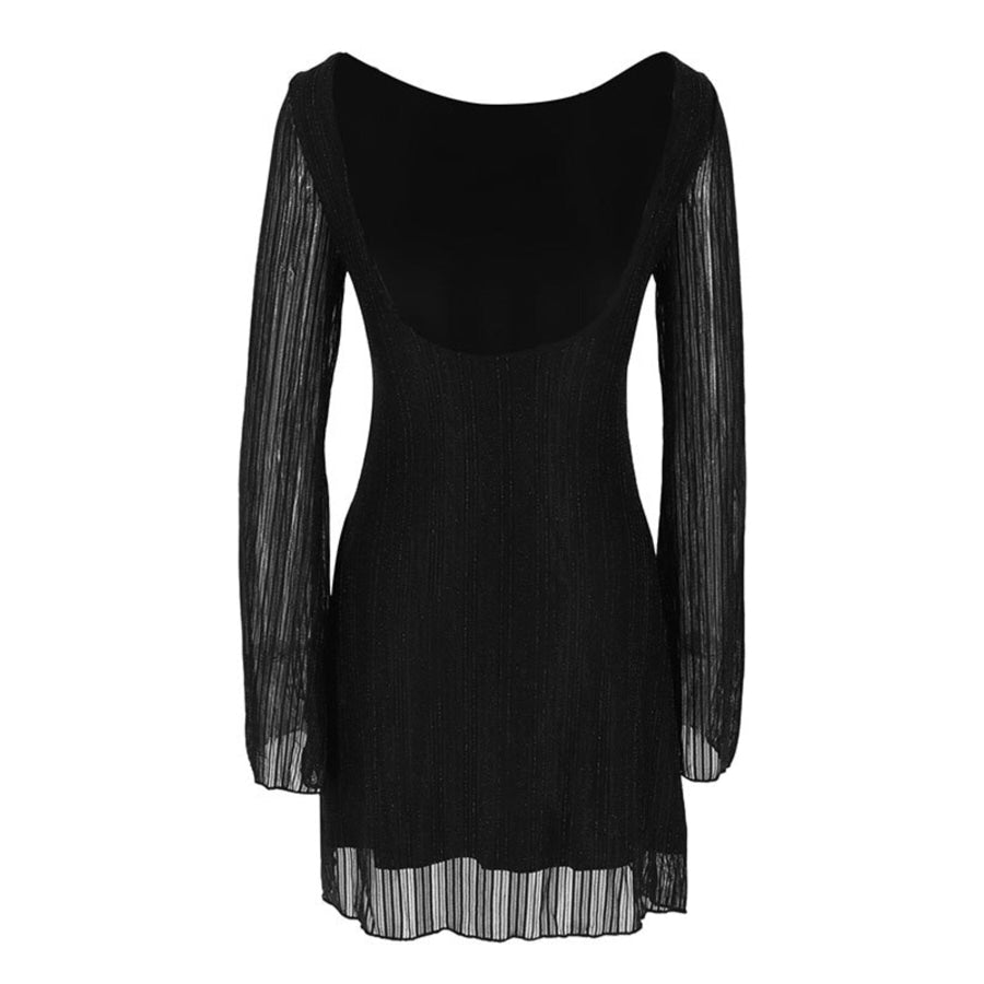 Backless Long Sleeve Mini Dress Apparel and Accessories