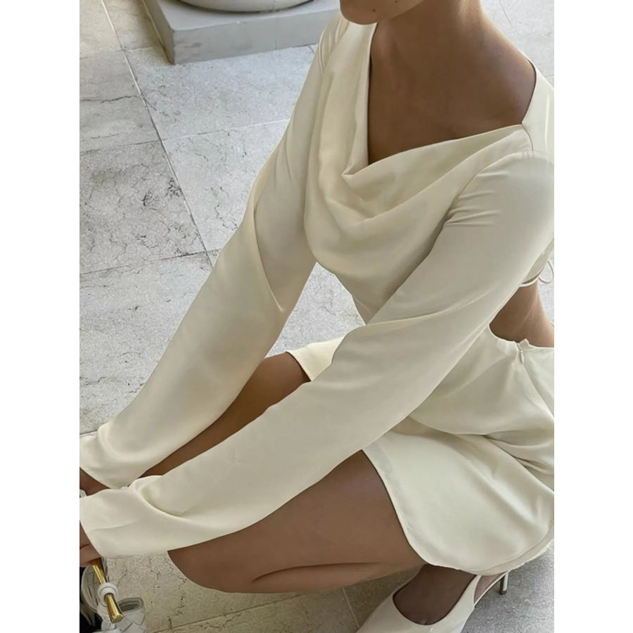 Backless Long Sleeve Mini Dress Apparel and Accessories