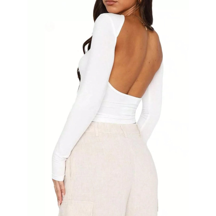 Backless Long Sleeve Slim Fit T-Shirt Apparel and Accessories