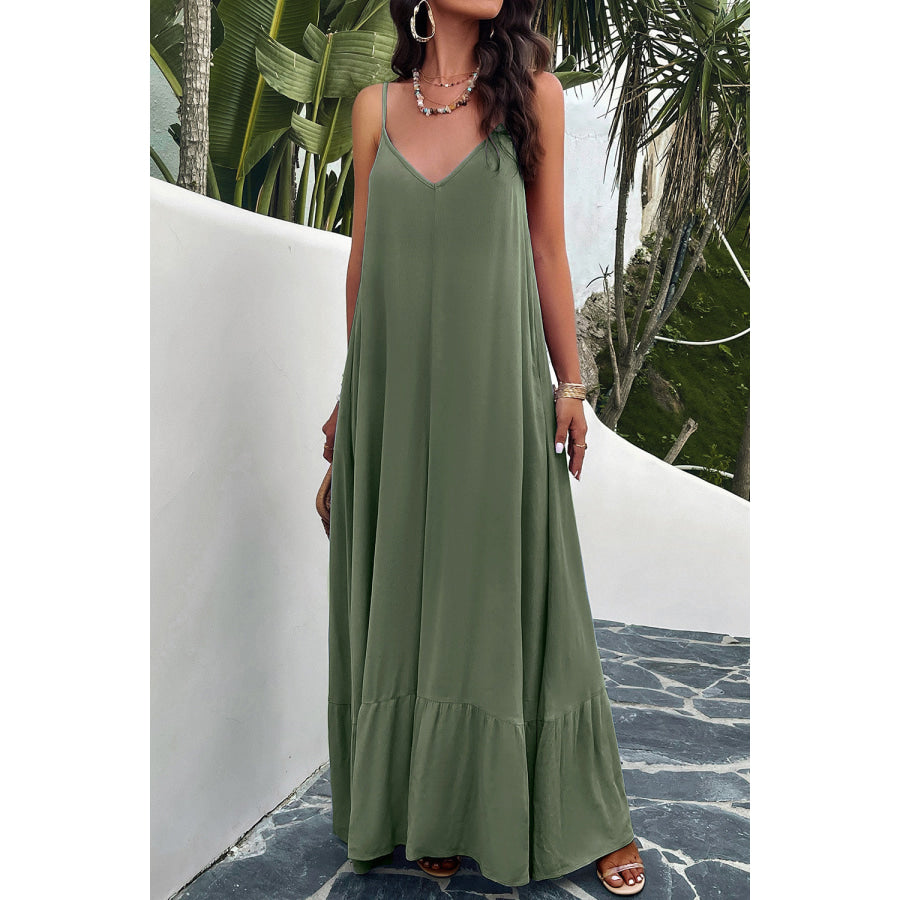 Backless Maxi Cami Dress with Pockets Apparel and Accessories