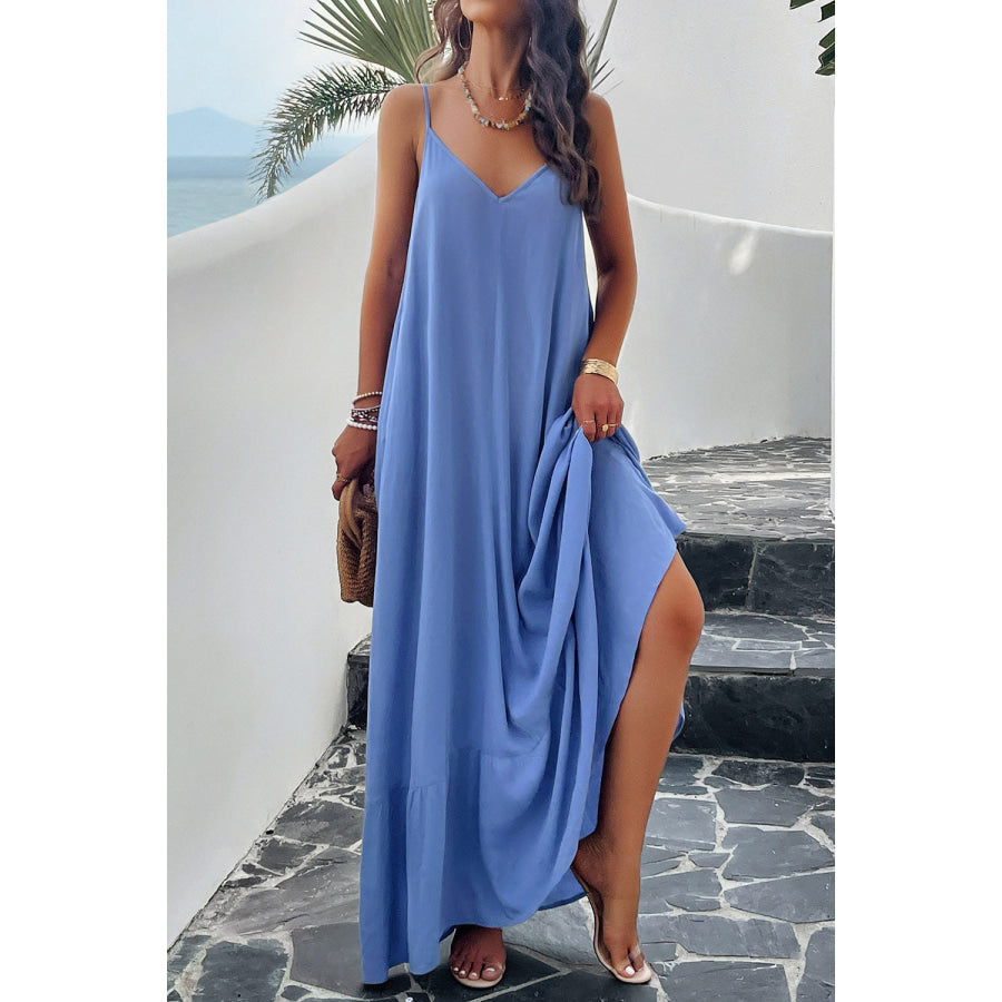 Backless Maxi Cami Dress with Pockets Apparel and Accessories