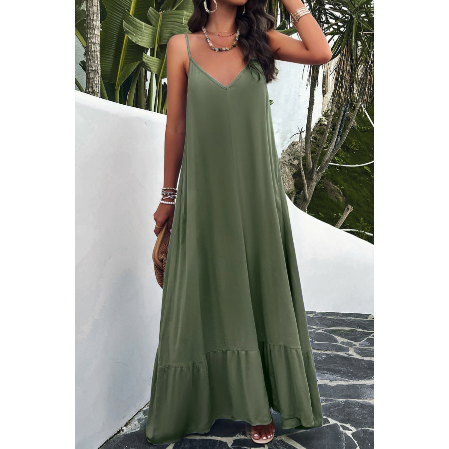 Backless Maxi Cami Dress with Pockets Apparel and Accessories