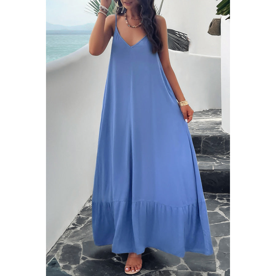 Backless Maxi Cami Dress with Pockets Apparel and Accessories