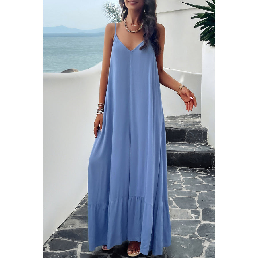 Backless Maxi Cami Dress with Pockets Apparel and Accessories