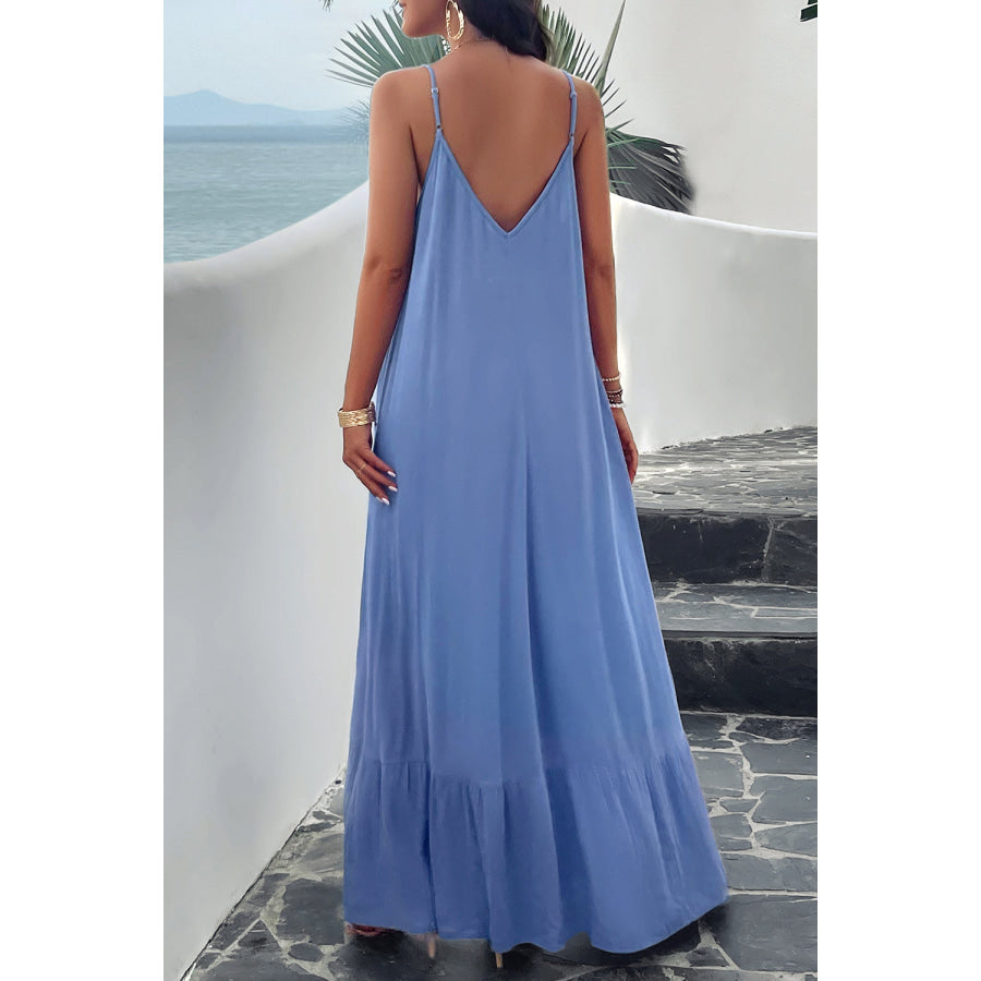 Backless Maxi Cami Dress with Pockets Apparel and Accessories