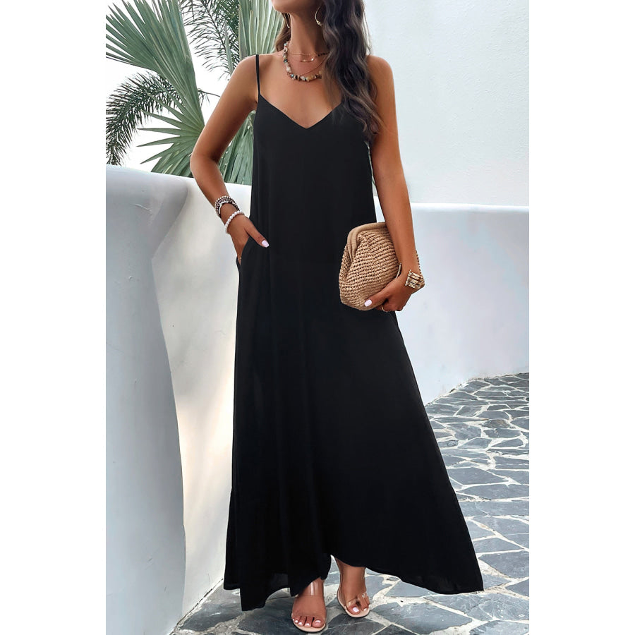 Backless Maxi Cami Dress with Pockets Apparel and Accessories