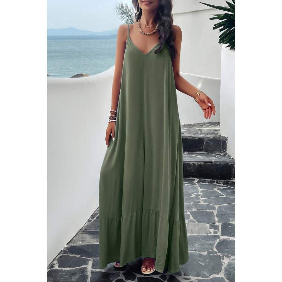 Backless Maxi Cami Dress with Pockets Apparel and Accessories