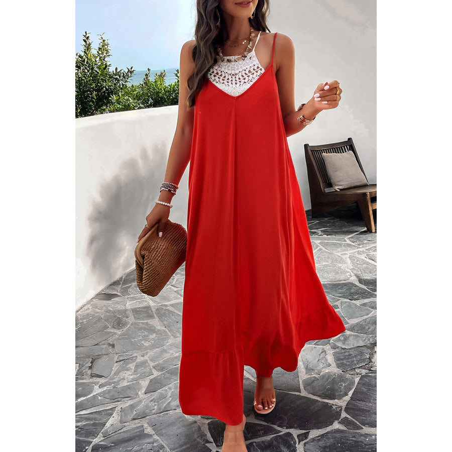 Backless Maxi Cami Dress with Pockets Apparel and Accessories