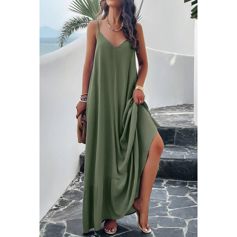 Backless Maxi Cami Dress with Pockets Apparel and Accessories