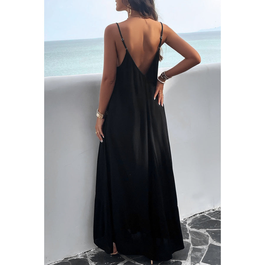 Backless Maxi Cami Dress with Pockets Apparel and Accessories