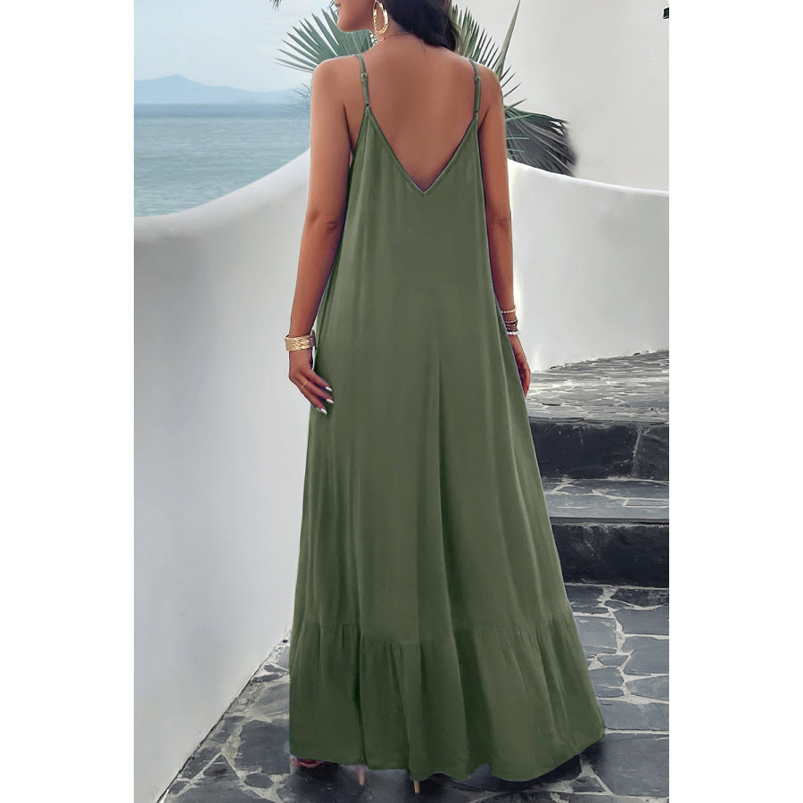 Backless Maxi Cami Dress with Pockets Apparel and Accessories