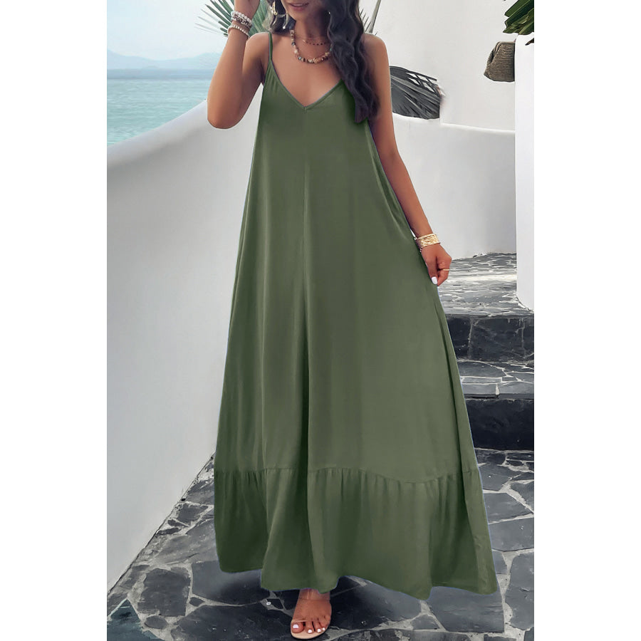 Backless Maxi Cami Dress with Pockets Apparel and Accessories