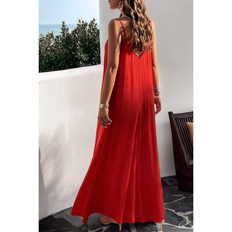 Backless Maxi Cami Dress with Pockets Apparel and Accessories