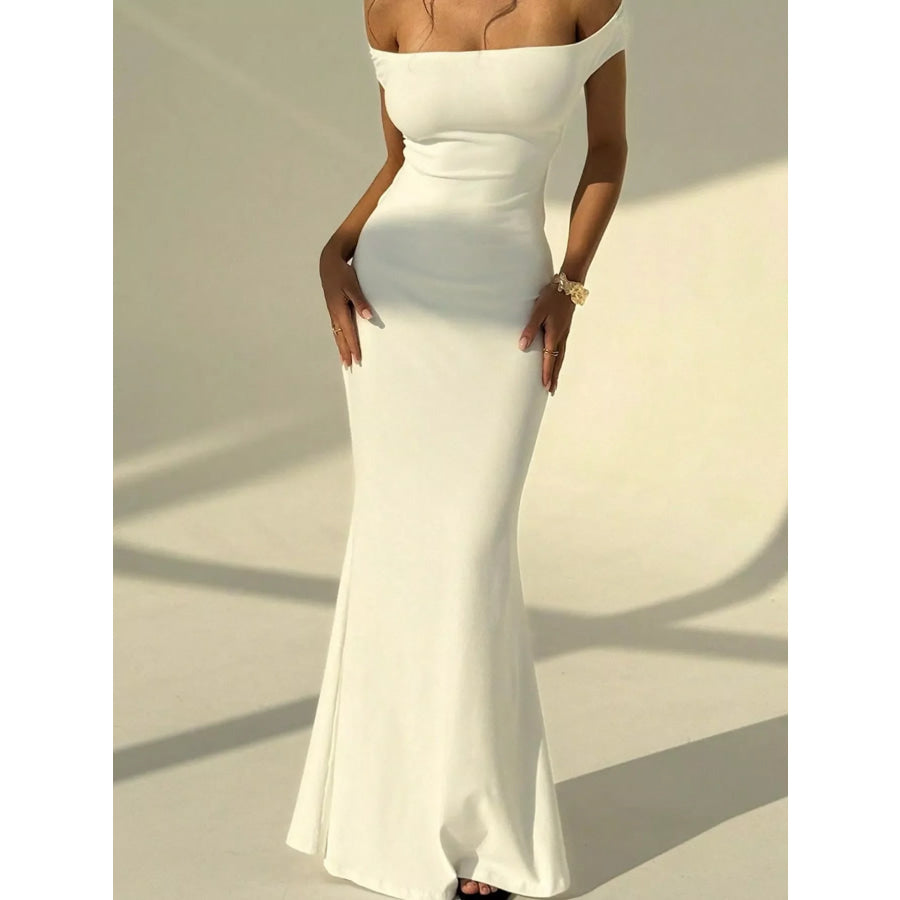 Backless Off-Shoulder Bodycon Mermaid Maxi Dress Apparel and Accessories