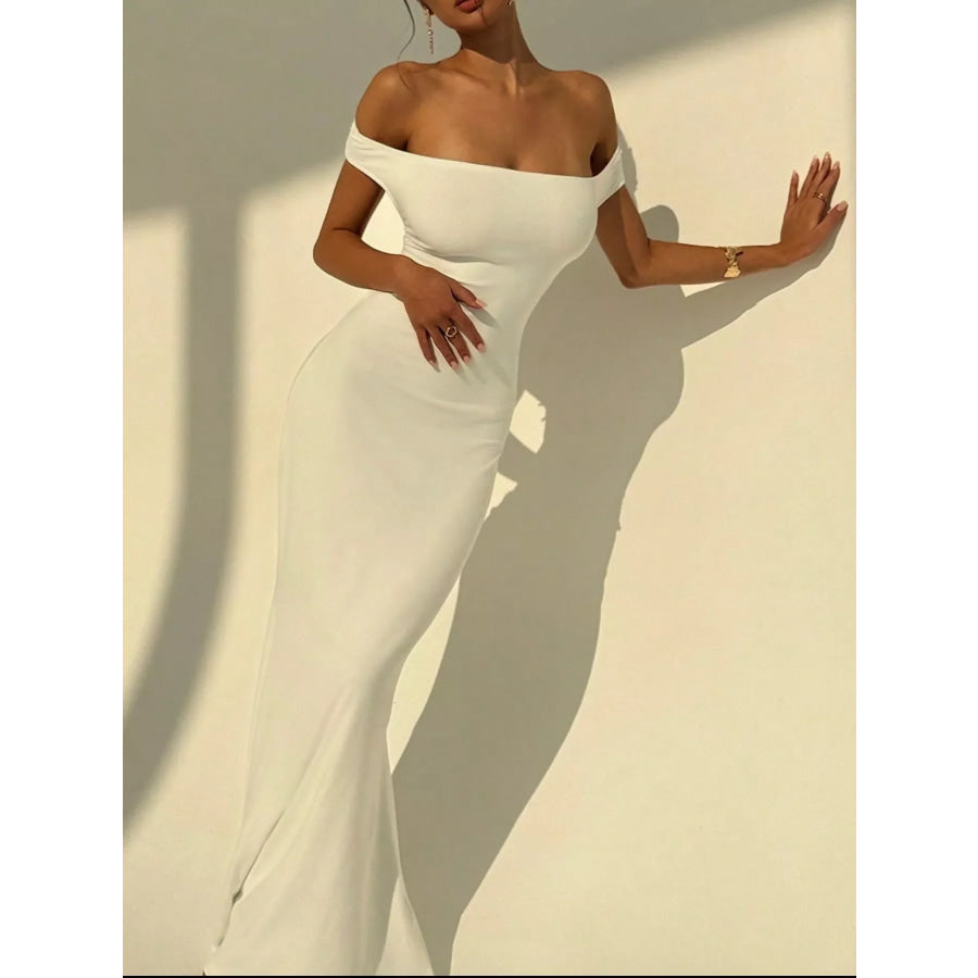 Backless Off-Shoulder Bodycon Mermaid Maxi Dress Apparel and Accessories