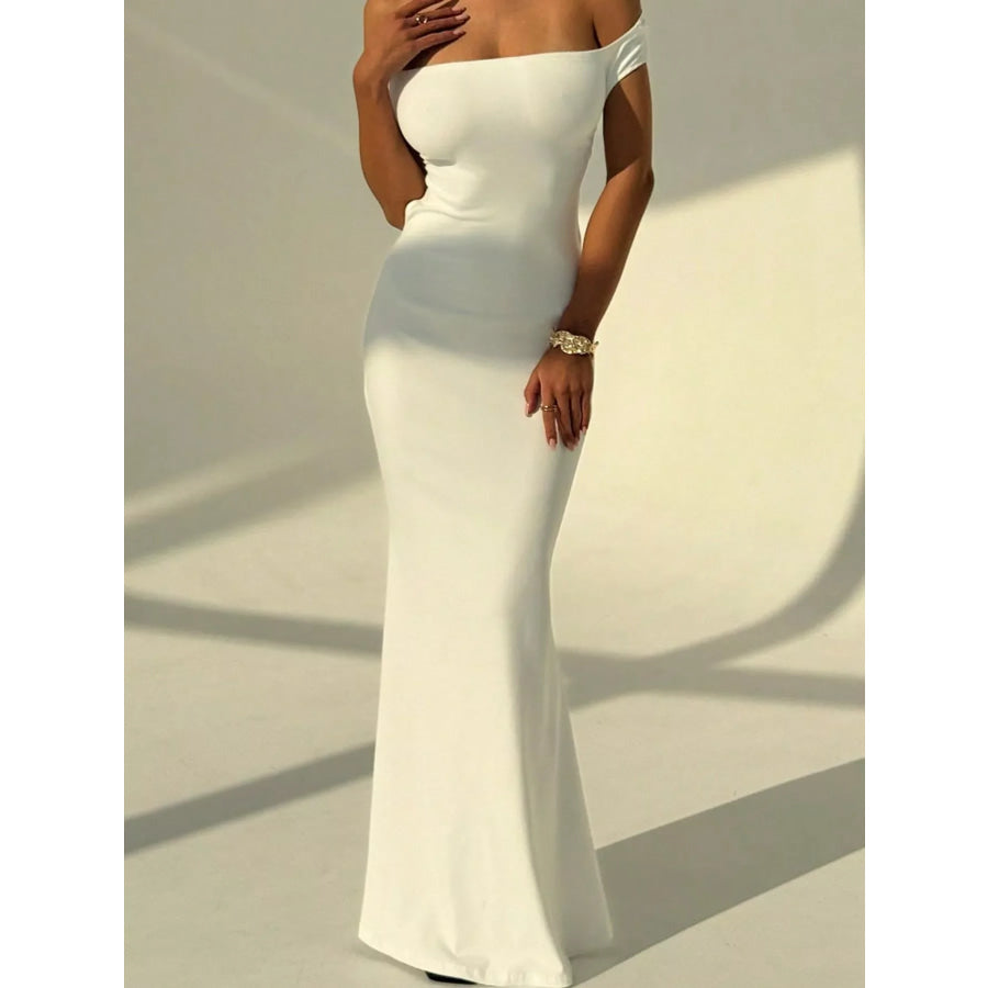 Backless Off-Shoulder Bodycon Mermaid Maxi Dress Apparel and Accessories