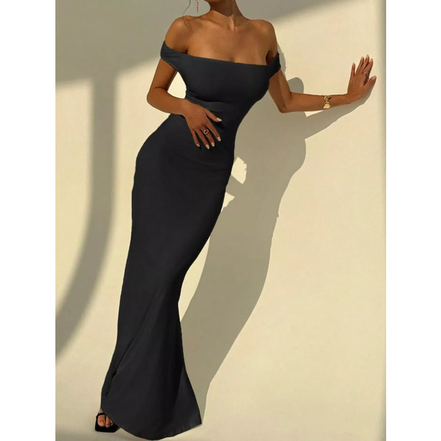 Backless Off-Shoulder Bodycon Mermaid Maxi Dress Apparel and Accessories