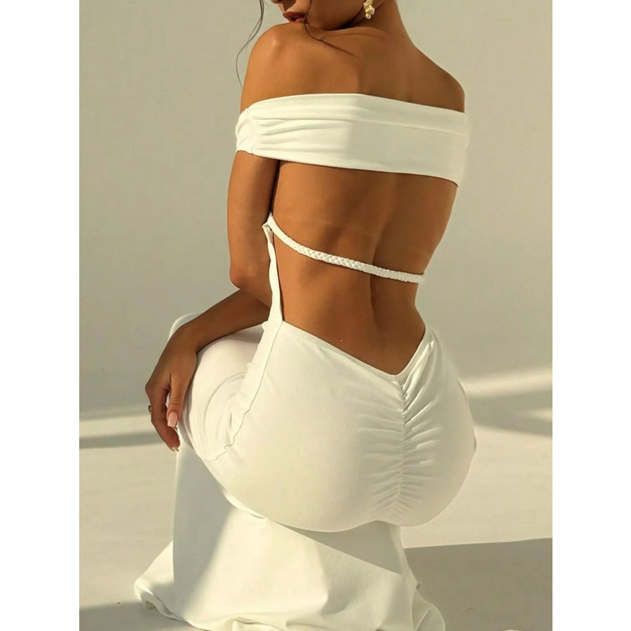 Backless Off-Shoulder Bodycon Mermaid Maxi Dress Apparel and Accessories