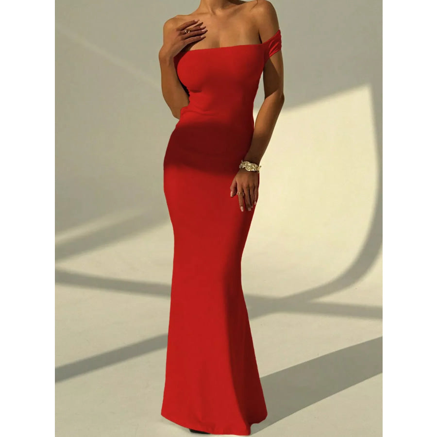 Backless Off-Shoulder Bodycon Mermaid Maxi Dress Apparel and Accessories