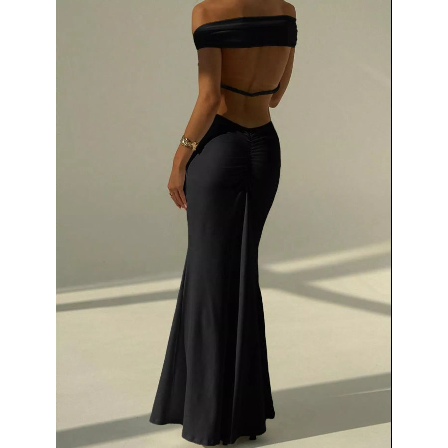 Backless Off-Shoulder Bodycon Mermaid Maxi Dress Apparel and Accessories
