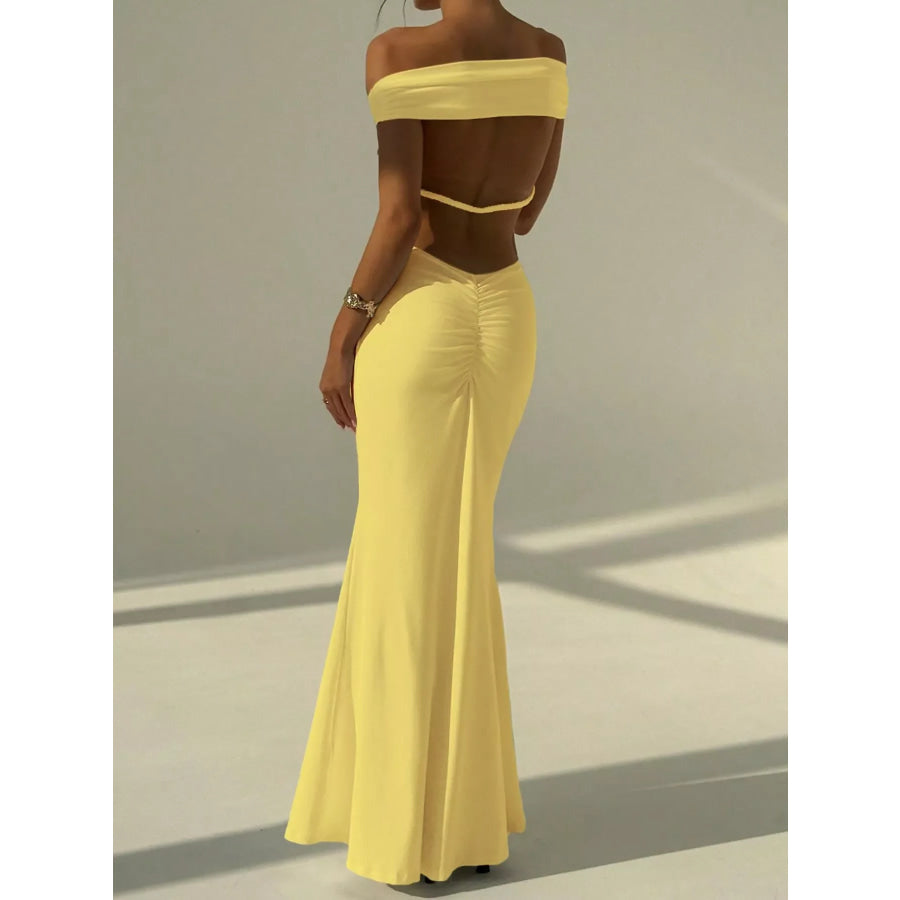 Backless Off-Shoulder Bodycon Mermaid Maxi Dress Apparel and Accessories