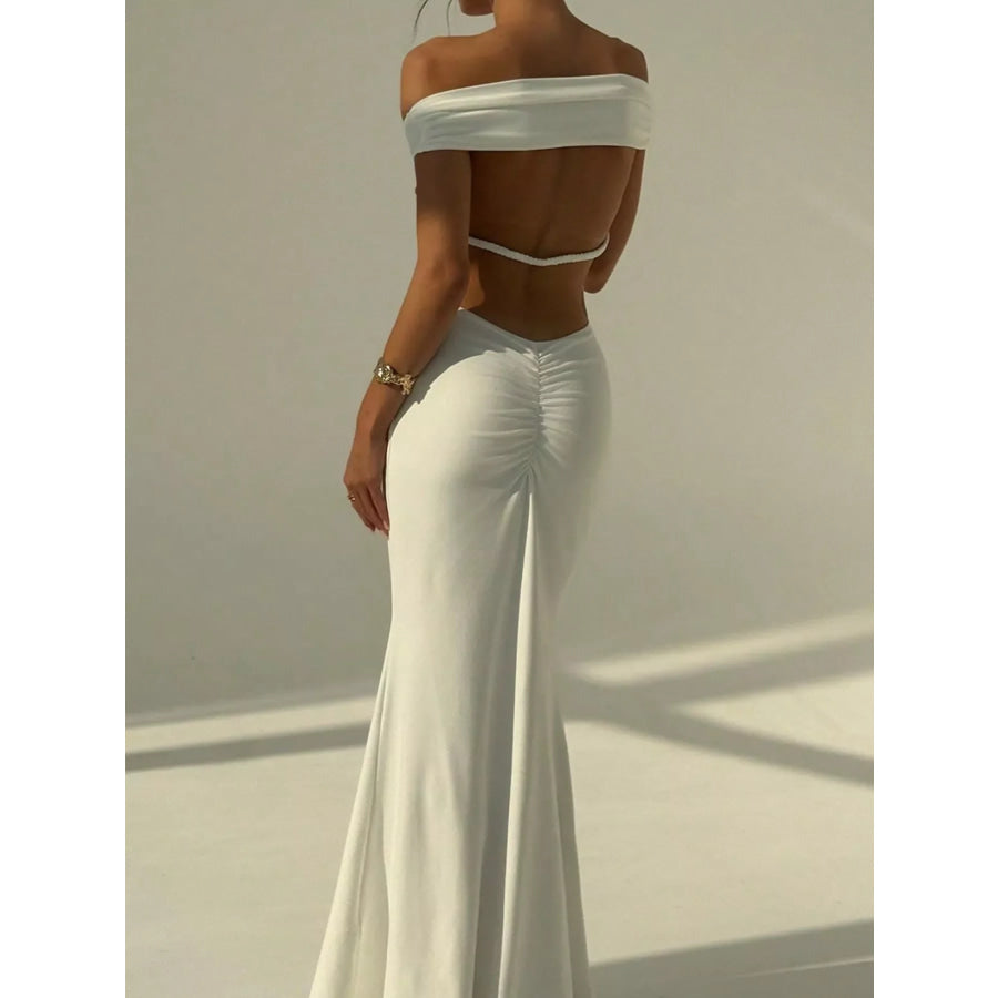 Backless Off-Shoulder Bodycon Mermaid Maxi Dress Apparel and Accessories
