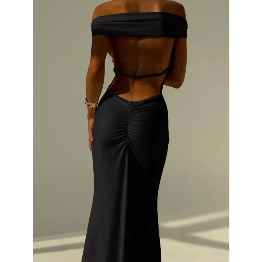 Backless Off-Shoulder Bodycon Mermaid Maxi Dress Apparel and Accessories