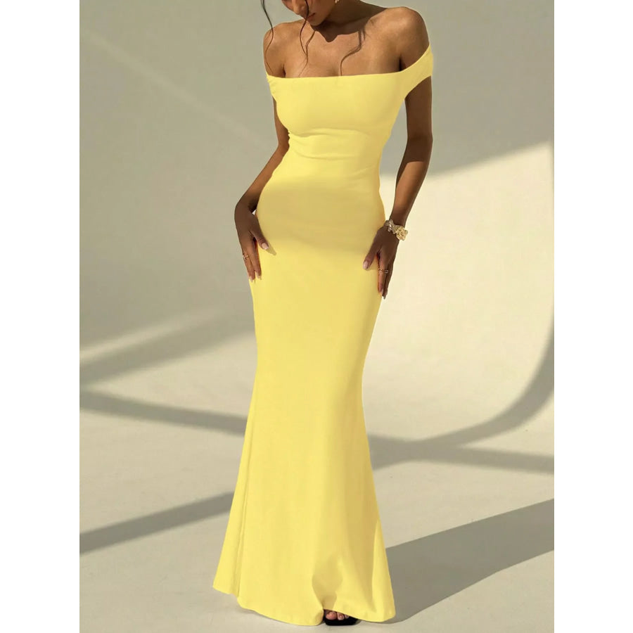 Backless Off-Shoulder Bodycon Mermaid Maxi Dress Apparel and Accessories