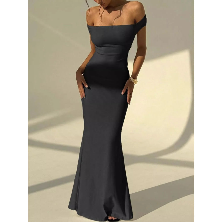 Backless Off-Shoulder Bodycon Mermaid Maxi Dress Apparel and Accessories