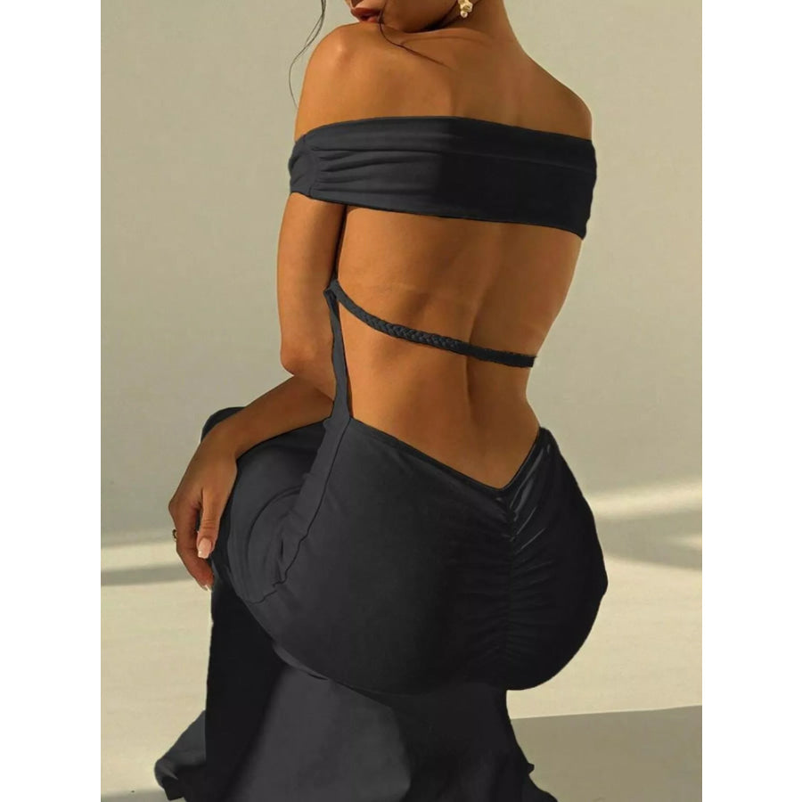 Backless Off-Shoulder Bodycon Mermaid Maxi Dress Apparel and Accessories