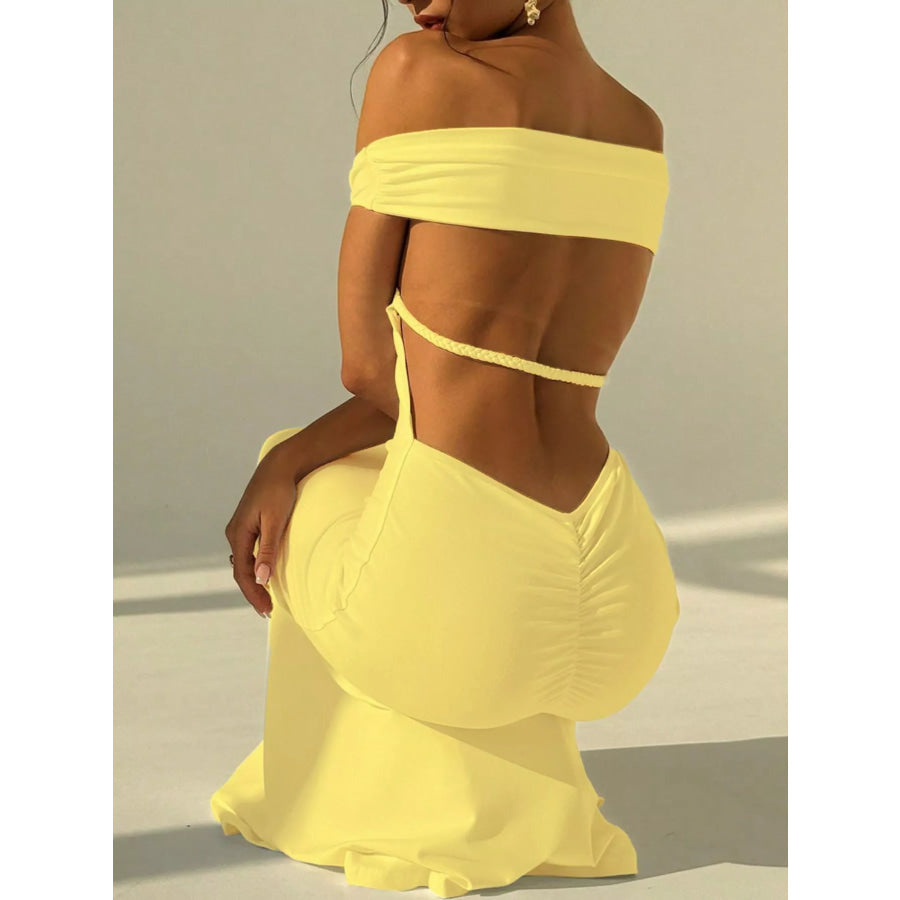 Backless Off-Shoulder Bodycon Mermaid Maxi Dress Apparel and Accessories