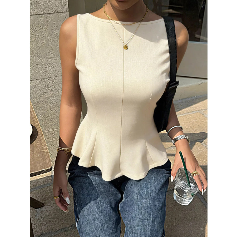 Backless Peplum Tank Top with Bow Tie Apparel and Accessories