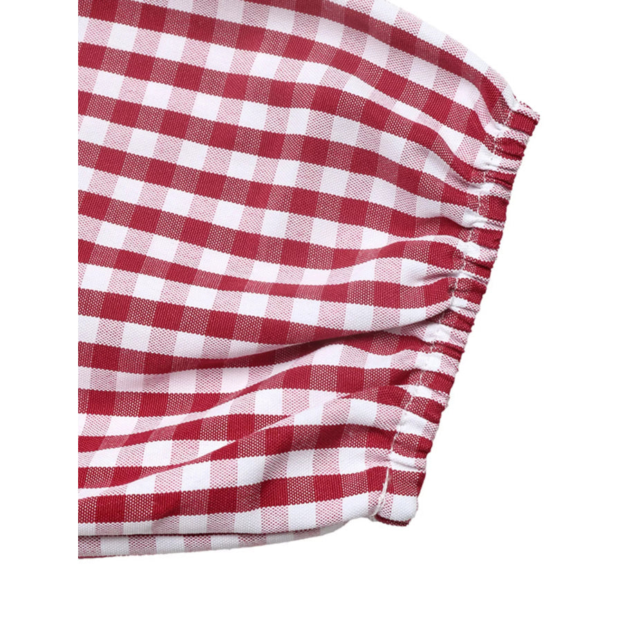 Backless Plaid Long Sleeve Dress Apparel and Accessories