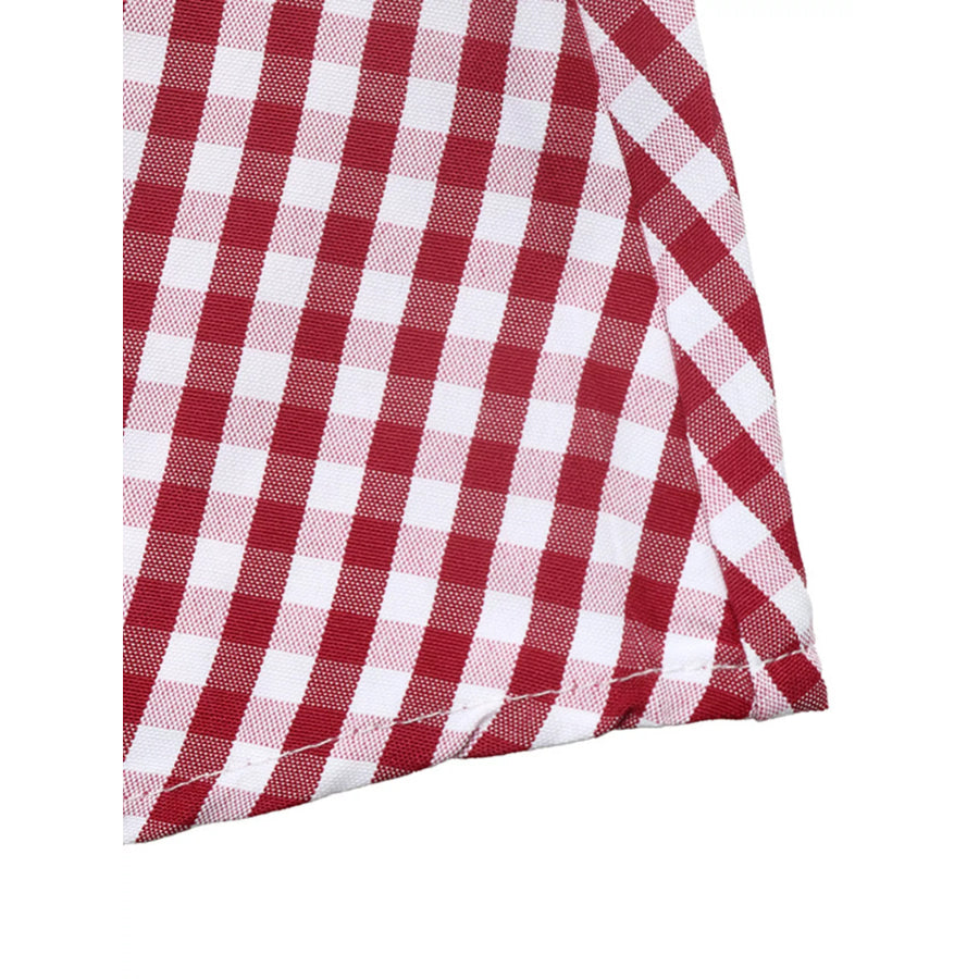 Backless Plaid Long Sleeve Dress Apparel and Accessories