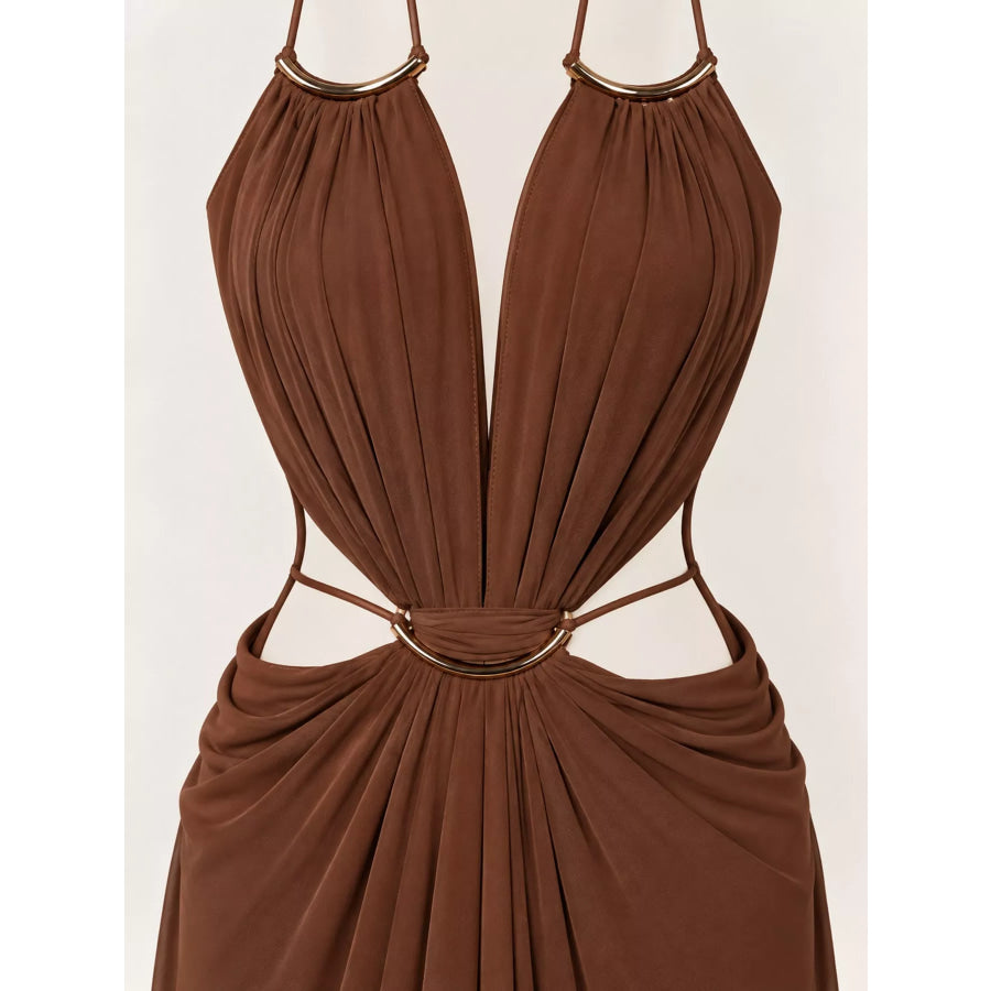 Backless Plunge Cut-Out Maxi Dress Apparel and Accessories