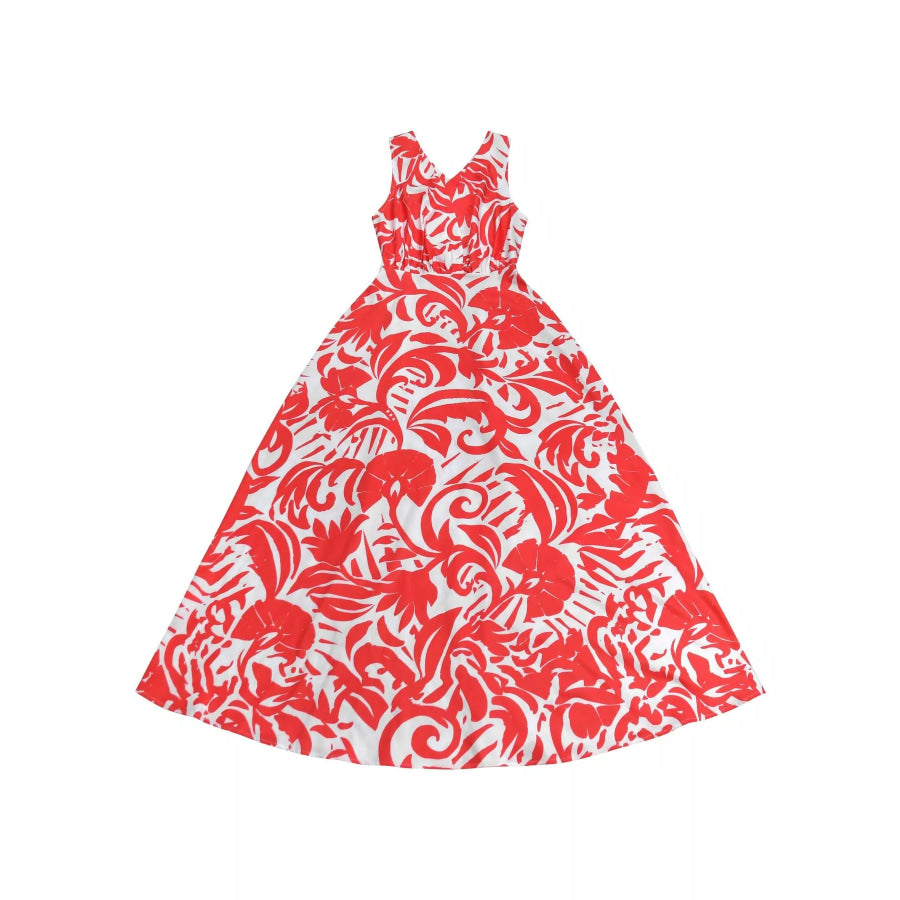 Backless Printed Sleeveless Maxi Dress Apparel and Accessories