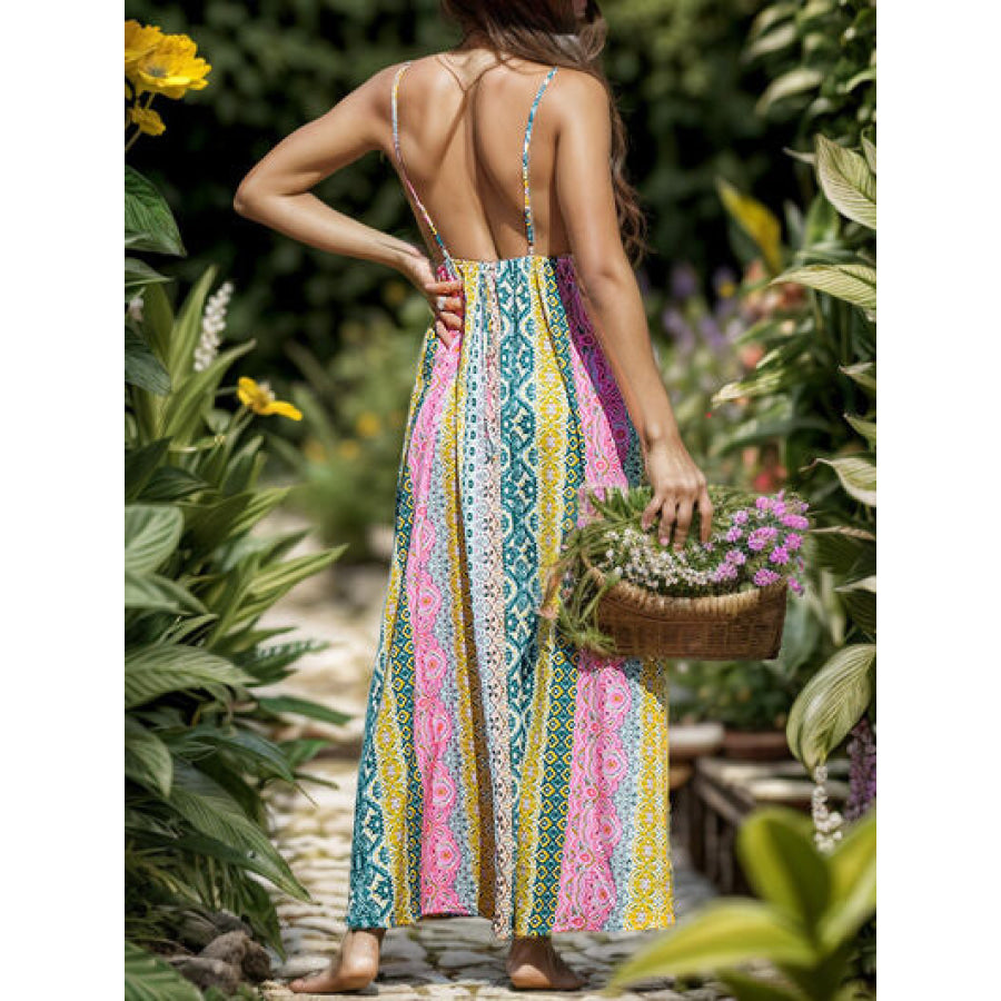 Backless Printed Surplice Cami Dress Apparel and Accessories