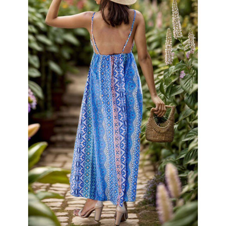 Backless Printed Surplice Cami Dress Apparel and Accessories