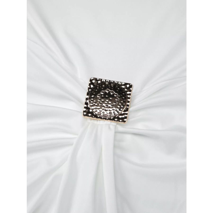 Backless Ruched Halter Neck Maxi Dress Apparel and Accessories