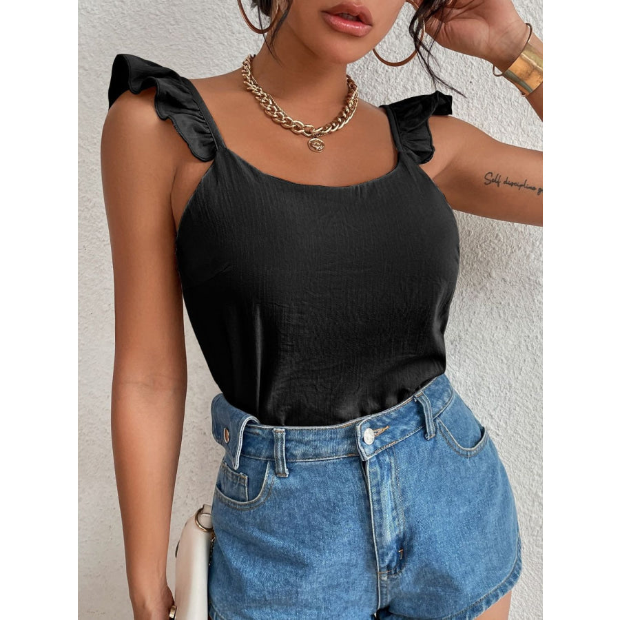 Backless Ruffled Scoop Neck Tank Apparel and Accessories