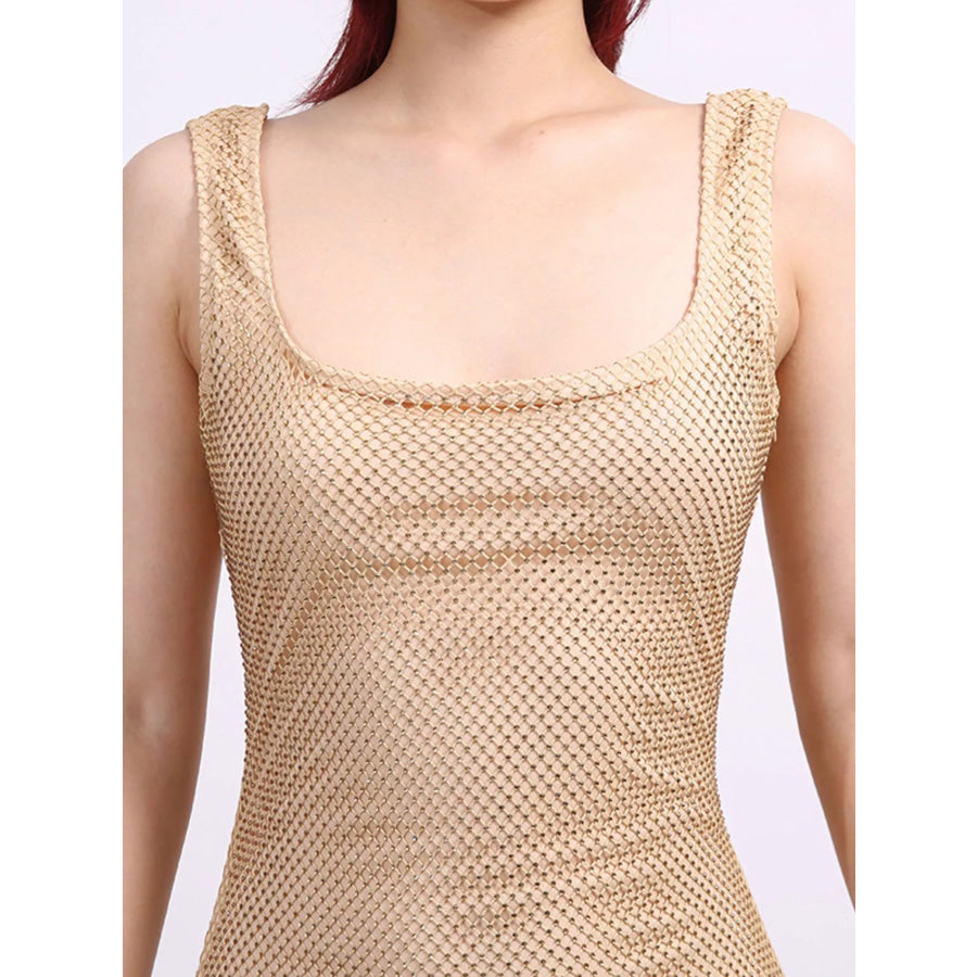Backless Scoop Neck Maxi Dress Apparel and Accessories